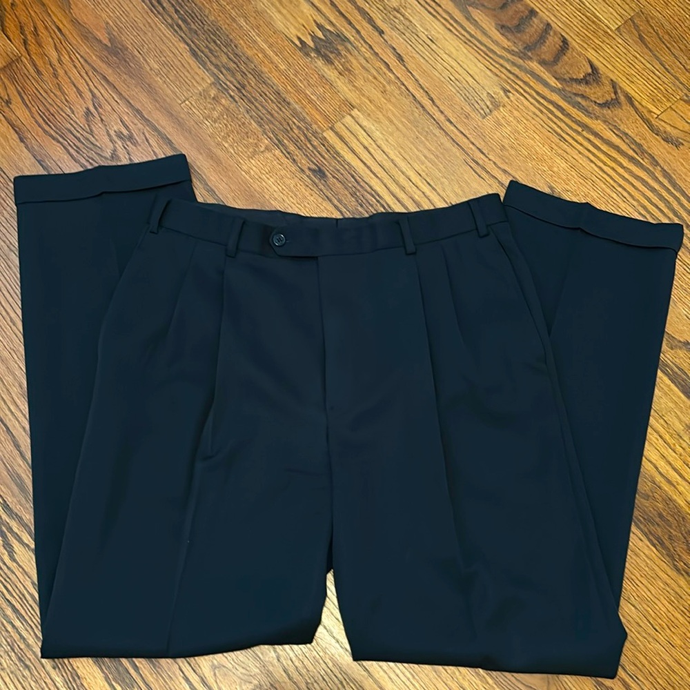 Brooks Brothers 100% wool navy dress slacks. Pleated and cuffed. Like new